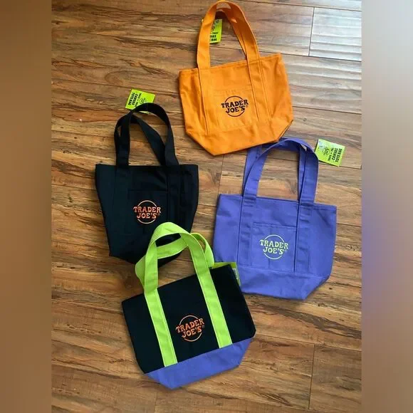 Trader Joe's LOT Of 4 Limited Trader Joe's Mini Halloween Canvas Tote Bag! New! - Picture 7 of 7
